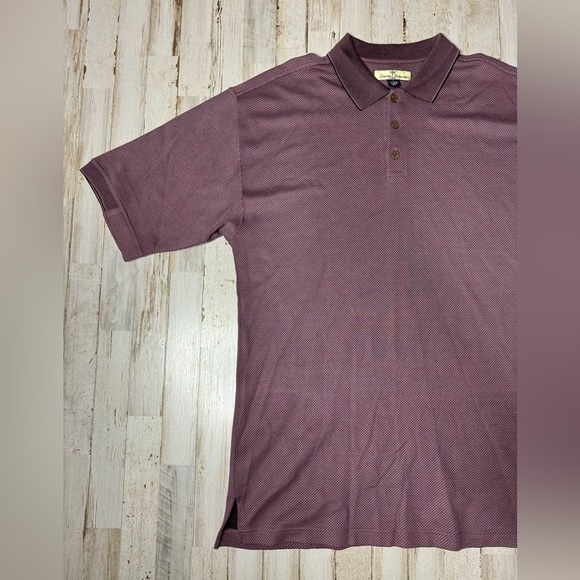 Tommy Bahama Silk Cotton Polo Shirt Mens Large Purple Golf Short Sleeve Classic - Picture 3 of 9